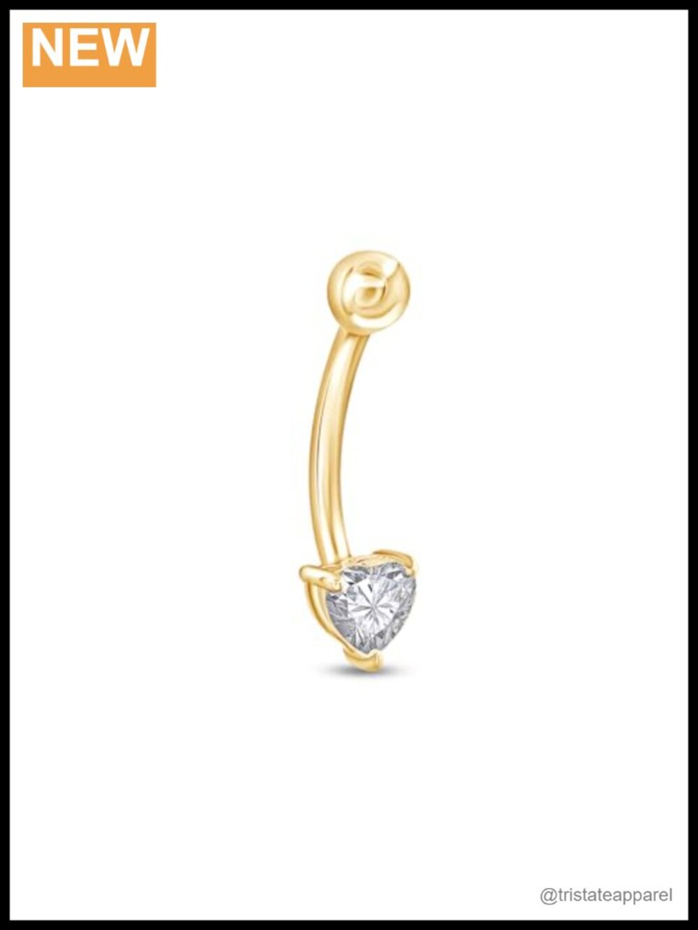 Heart Cut Lab Created Moissanite Belly Button Ring 14K Gold Plated Sterling